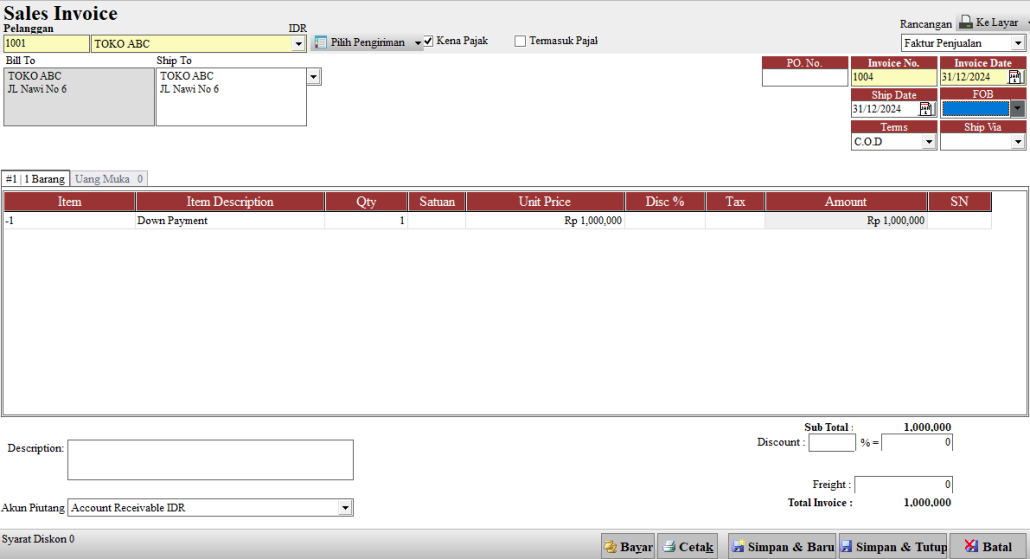Invoice Uang Muka