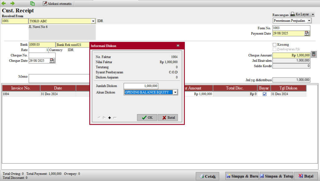 Writeoff DP