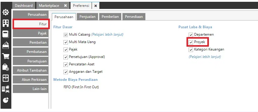 Fitur Proyek Accurate Online