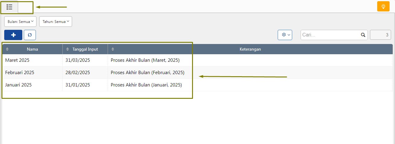 LIST PROSES AKHIR BULAN 