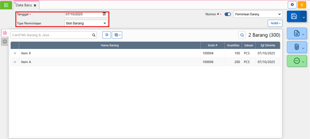Permintaan barang AOL