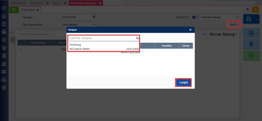 PR dari tahapan subkon