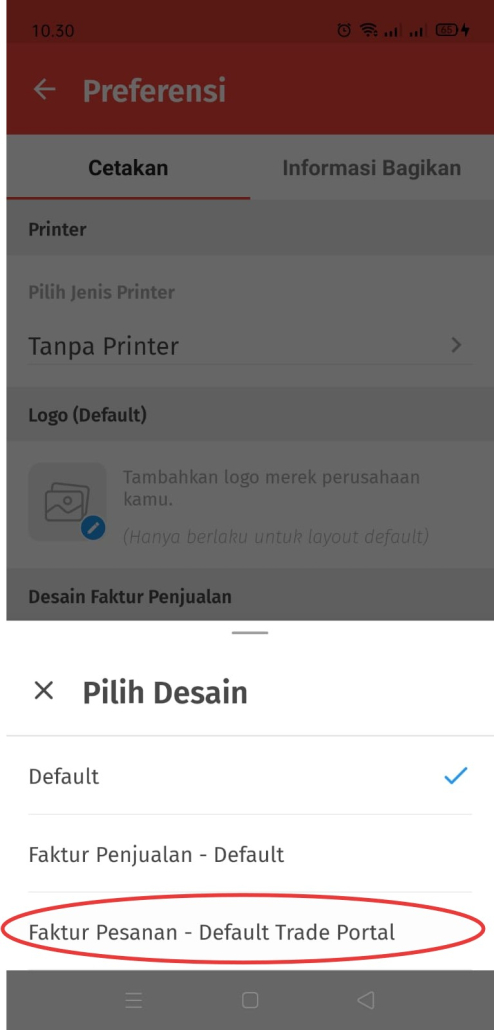 Pilih Desain Cetakan di Accurate Lite