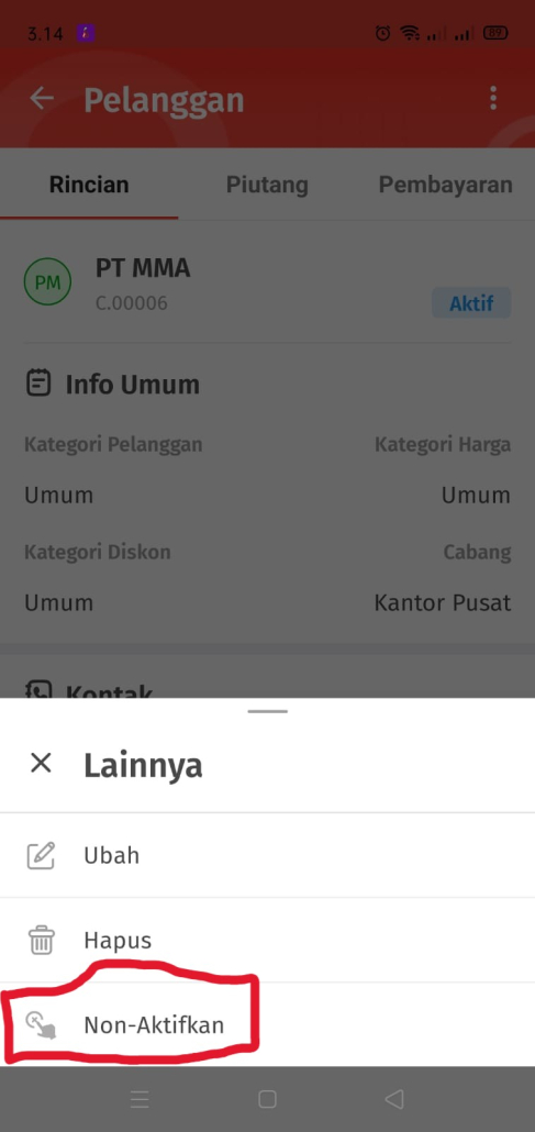 Cara Menonaktifkan Pelanggan