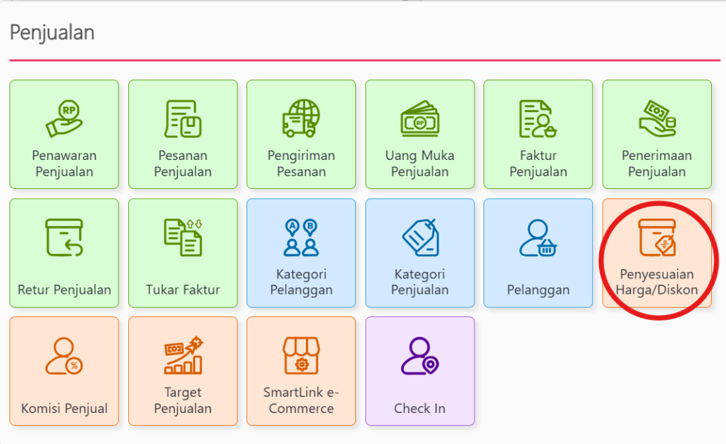 Penyesuaian harga/diskon accurate online